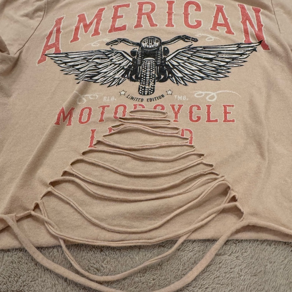 January 7 Tan American Motorcycle Crop Top - Picture 2 of 4